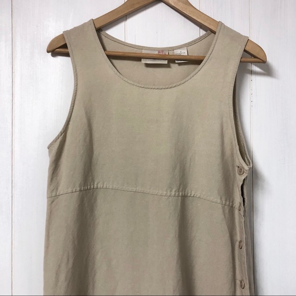 Vintage Liz Claiborne Linen Blend Tan Maxi Dress - Picture 2 of 5